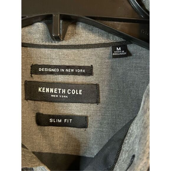 Kenneth Cole New York button up size medium slim fit grid pattern (8026) - Picture 4 of 7